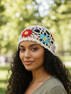 •Flower Child• Crochet Flower Beanie Hat | Boho Festival Coachella Aesthetic